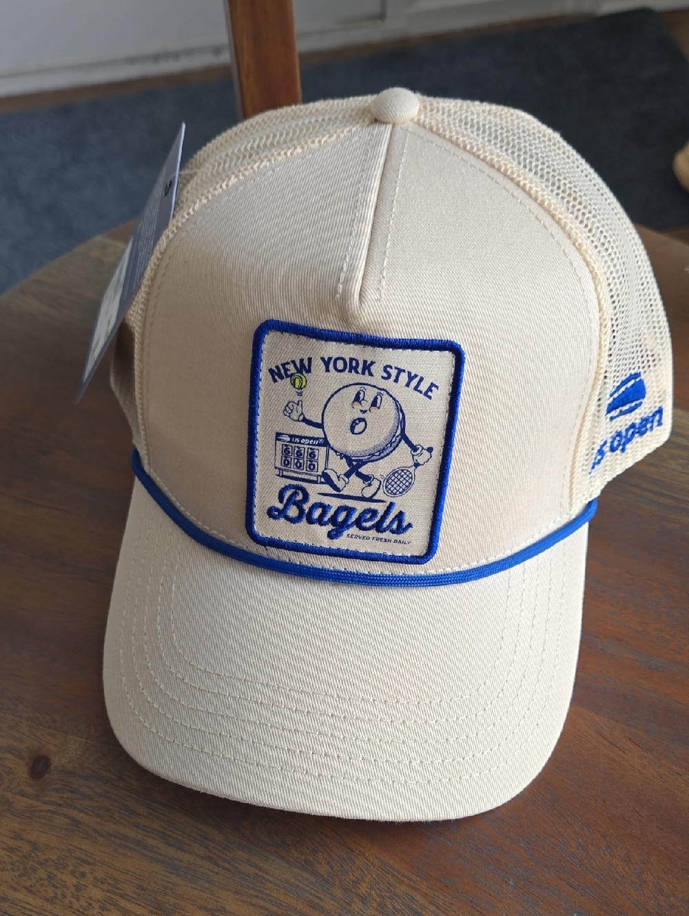 US Open New York Style Bagels Patch Trucker Cap - Cream & Blue NwT